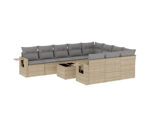 11-Daļīgs Dārza Dīvāna Komplekts, Matrači, Bēša Pe Rotangpalma Vidaxl