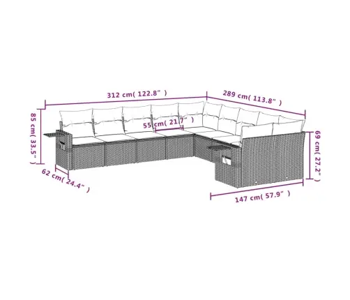 10-Osaline Aiadiivani Komplekt Patjadega, Must, Polürotang