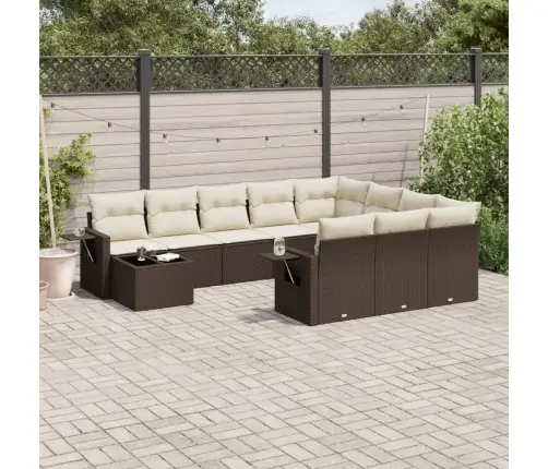 11-Daļīgs Dārza Dīvāna Komplekts, Matrači, Brūna Pe Rotangpalma Vidaxl