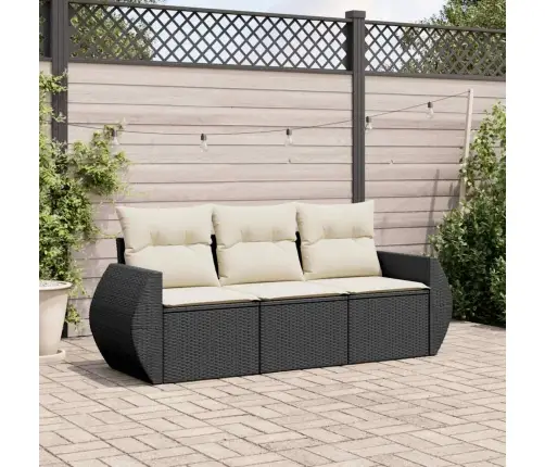 3-Daļīgs Dārza Dīvānu Komplekts Ar Matračiem, Pe Rotangpalma Vidaxl