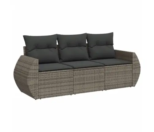 3-Osaline Aiamööblikomplekt Patjadega, Hall, Polürotang