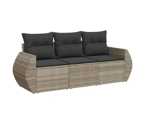 3-Daļīgs Dārza Dīvāna Komplekts Ar Matračiem, Pelēks Pe Pinums Vidaxl