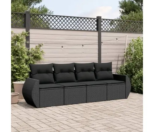 4-Osaline Aiadiivani Komplekt Patjadega, Must, Polürotang