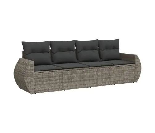 Sodo Komplektas Su Pagalvėlėmis, 4 Dalių, Pilkas, Poliratanas