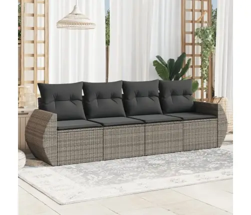 Sodo Komplektas Su Pagalvėlėmis, 4 Dalių, Pilkas, Poliratanas