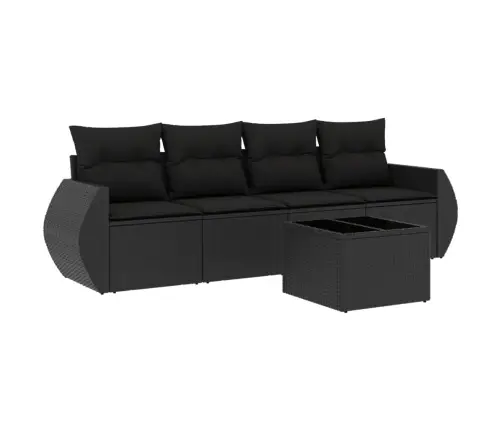 5-Osaline Aiadiivanikomplekt Patjadega, Must, Polürotang