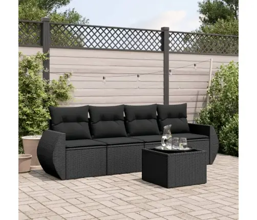 5-Osaline Aiadiivanikomplekt Patjadega, Must, Polürotang