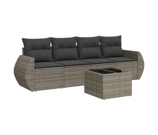 5-Osaline Aiamööblikomplekt Istmepatjadega, Polürotang, Hall