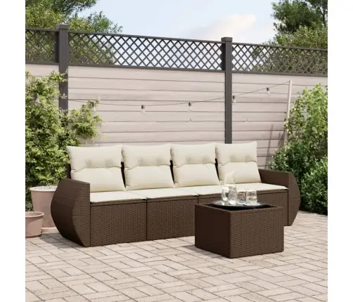 5-Daļīgs Dārza Dīvānu Komplekts, Matrači, Brūna Pe Rotangpalma Vidaxl