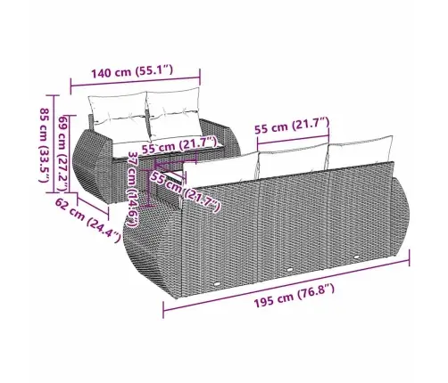 6-Osaline Aiadiivani Komplekt Patjadega, Must, Polürotang