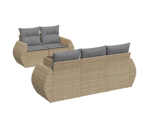 6-Daļīgs Dārza Dīvāna Komplekts, Matrači, Bēša Pe Rotangpalma Vidaxl