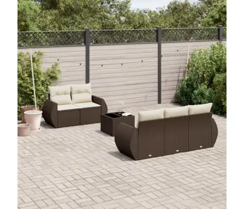 Sofos Komplektas Su Pagalvėlėmis, 6 Dalių, Rudas, Poliratanas