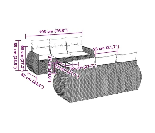 7-Osaline Aiadiivani Komplekt Patjadega, Must, Polürotang
