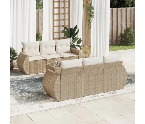 7-Daļīgs Dārza Dīvāna Komplekts, Matrači, Bēša Pe Rotangpalma Vidaxl