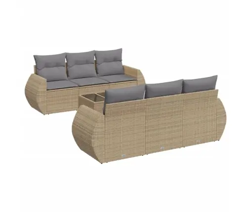 7-Daļīgs Dārza Dīvāna Komplekts, Matrači, Bēša Pe Rotangpalma Vidaxl