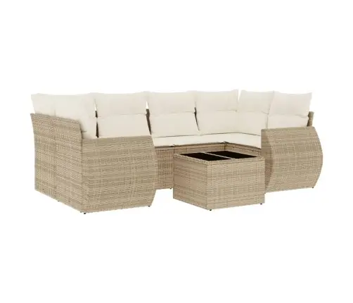 7-Daļīgs Dārza Dīvāna Komplekts, Matrači, Bēša Pe Rotangpalma Vidaxl