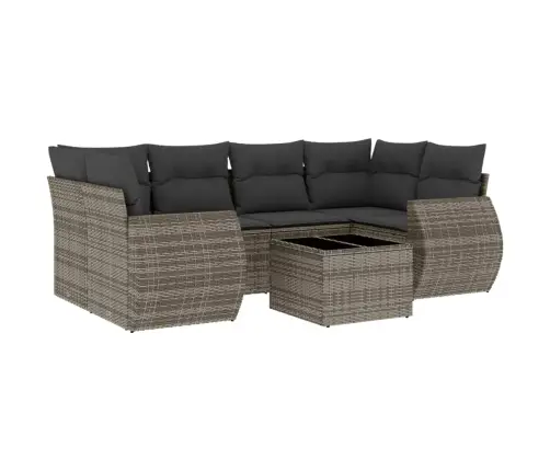 7-Daļīgs Dārza Dīvāna Komplekts, Matrači, Pelēka Pe Rotangpalma Vidaxl