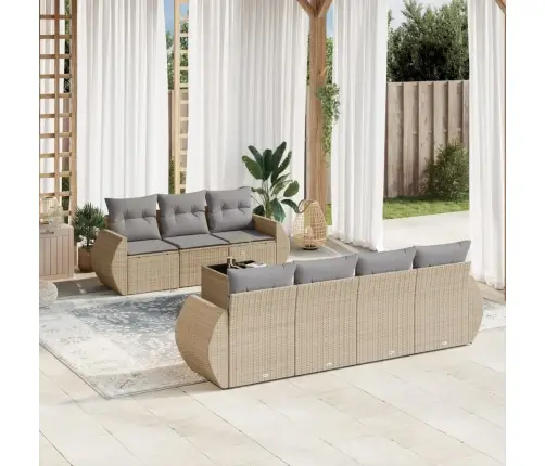 Sofos Komplektas Su Pagalvėlėmis, 8 Dalių, Smėlio, Poliratanas