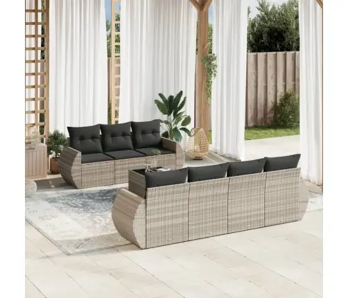 8-Daļīgs Dārza Dīvāna Komplekts,Matrači, Gaiši Pelēka Pe Pinums Vidaxl 8-Daļīgs Dārza Dīvāna Komplekts,Matrači, Gaiši Pelēka Pe Pinums Vidaxl