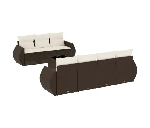 8-Daļīgs Dārza Dīvānu Komplekts, Matrači, Brūna Pe Rotangpalma Vidaxl