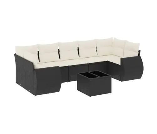 Sofos Komplektas Su Pagalvėlėmis, 8 Dalių, Juodas, Poliratanas