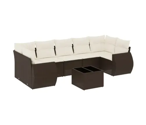 8-Daļīgs Dārza Dīvānu Komplekts, Matrači, Brūna Pe Rotangpalma Vidaxl