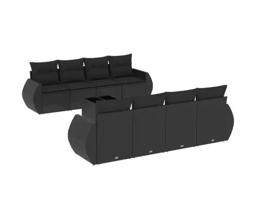 9-Daļīgs Dārza Dīvāna Komplekts, Matrači, Melna Pe Rotangpalma Vidaxl