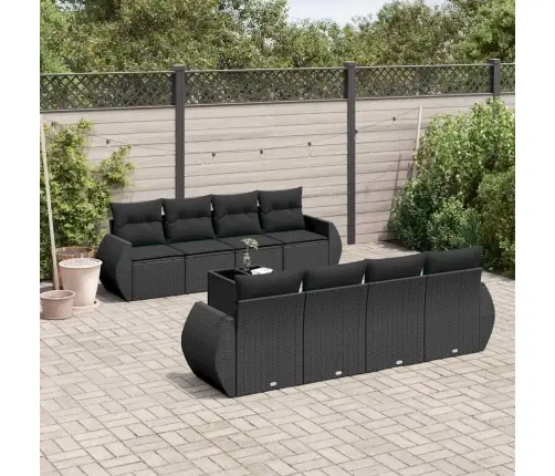 9-Daļīgs Dārza Dīvāna Komplekts, Matrači, Melna Pe Rotangpalma Vidaxl
