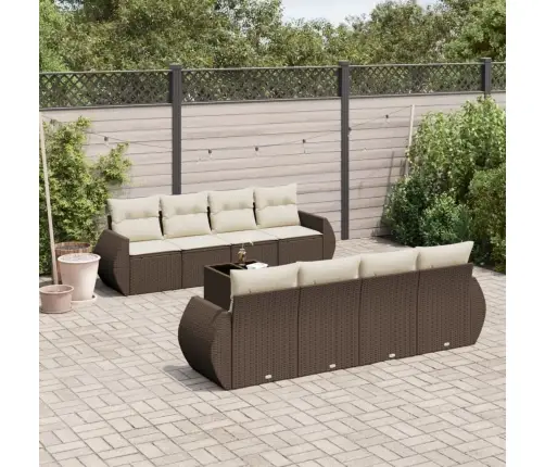 9-Daļīgs Dārza Dīvāna Komplekts, Matrači, Brūna Pe Rotangpalma Vidaxl