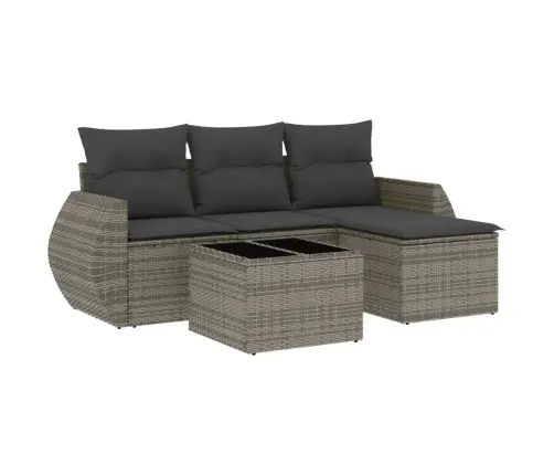 5-Daļīgs Dārza Dīvāna Komplekts Ar Matračiem, Pelēks Pe Pinums Vidaxl