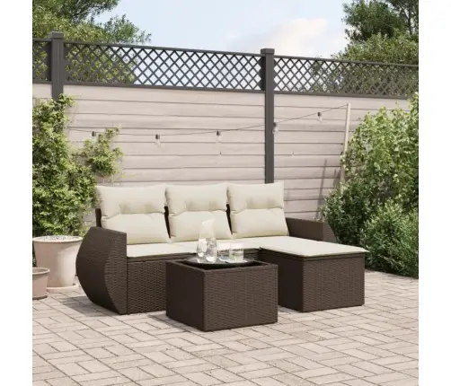 5-Osaline Aiamööblikomplekt Patjadega, Pruun, Polürotang