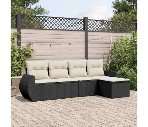 Sodo Komplektas Su Pagalvėlėmis, 5 Dalių, Juodas, Poliratanas