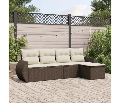 5-Daļīgs Dārza Dīvānu Komplekts, Matrači, Brūna Pe Rotangpalma Vidaxl