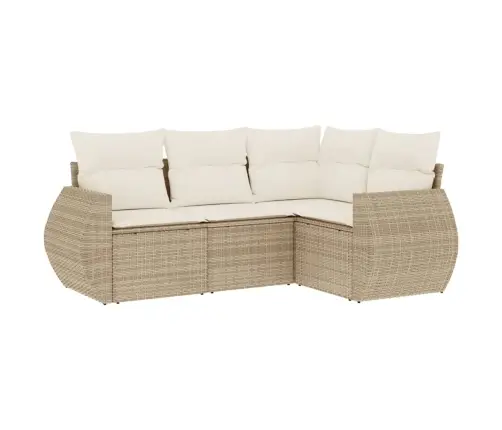 Sofos Komplektas Su Pagalvėlėmis, 4 Dalių, Smėlio, Poliratanas