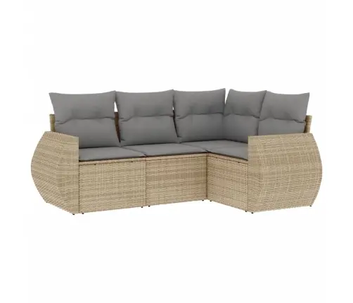 Sofos Komplektas Su Pagalvėlėmis, 4 Dalių, Smėlio, Poliratanas