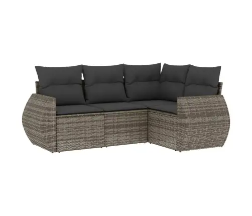 4-Daļīgs Dārza Dīvāna Komplekts Ar Matračiem, Pelēks Pe Pinums Vidaxl