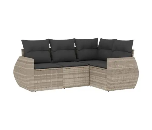 4-Daļīgs Dārza Dīvānu Komplekts,Matrači, Gaiši Pelēka Pe Pinums Vidaxl