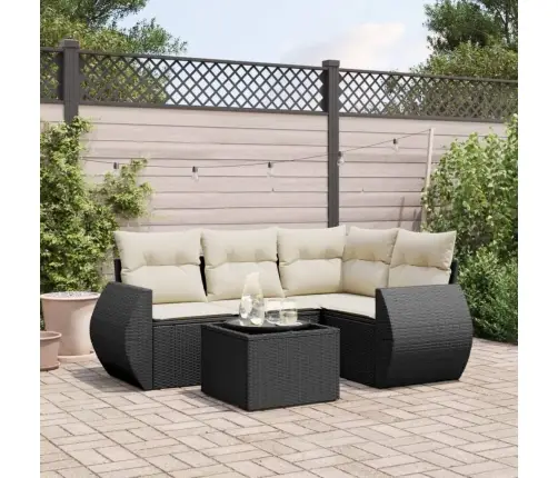 5-Daļīgs Dārza Dīvāna Komplekts Ar Matračiem, Pe Rotangpalma Vidaxl