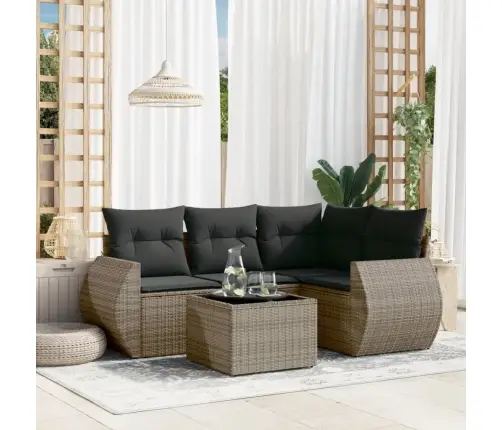 5-Osaline Aiamööblikomplekt Istmepatjadega, Polürotang, Hall