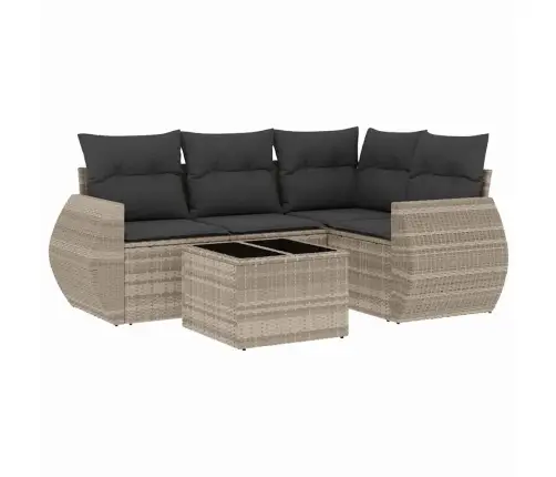 Sofos Komplektas Su Pagalvėlėmis, 5 Dalių, Pilkas, Poliratanas