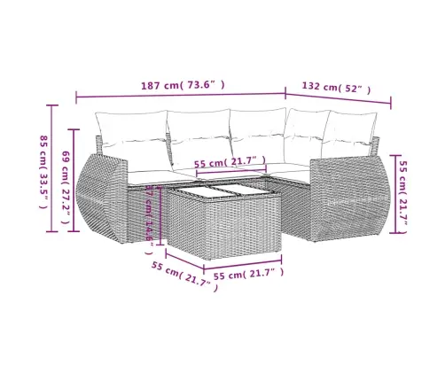 5-Daļīgs Dārza Dīvānu Komplekts, Matrači, Brūna Pe Rotangpalma Vidaxl