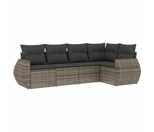 5-Daļīgs Dārza Dīvāna Komplekts Ar Matračiem, Pelēks Pe Pinums Vidaxl