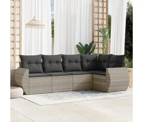 5-Osaline Aiamööblikomplekt Patjadega, Helehall, Polürotang