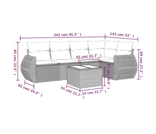 6-Daļīgs Dārza Dīvāna Komplekts, Matrači, Melna Pe Rotanpalma Vidaxl