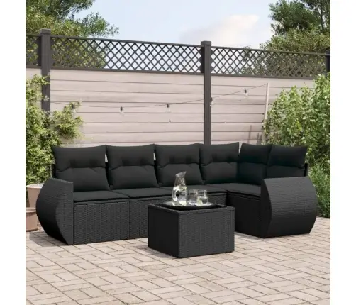 6-Daļīgs Dārza Dīvāna Komplekts, Matrači, Melna Pe Rotanpalma Vidaxl