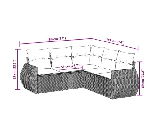 5-Osaline Aiadiivanikomplekt Patjadega, Must, Polürotang