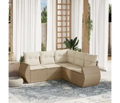 Sofos Komplektas Su Pagalvėlėmis, 5 Dalių, Smėlio, Poliratanas