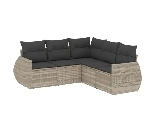 5-Daļīgs Dārza Dīvānu Komplekts,Matrači, Gaiši Pelēka Pe Pinums Vidaxl