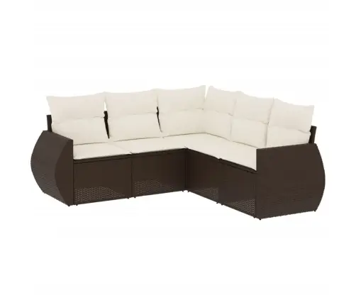 Sofos Komplektas Su Pagalvėlėmis, 5 Dalių, Rudas, Poliratanas