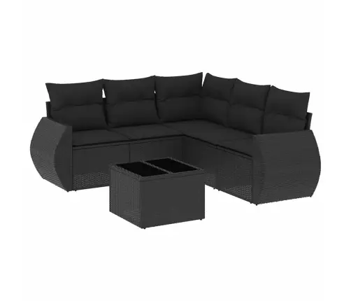 6-Daļīgs Dārza Dīvāna Komplekts, Matrači, Melna Pe Rotanpalma Vidaxl